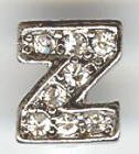 1 9mm Silver Slider with Rhinestones - Letter "Z"